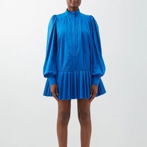 Aje Fallingwater Pleated Smocked Mini Blue Dress in US 4/ AU 8
